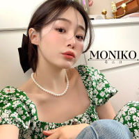 MONIKO [เครื่องประดับสตรี] สร้อยคอมุกเทียมสไตล์วินเทจ สีขาว หรูหรา เครื่องประดับ สําหรับผู้หญิง งานแต่งงาน