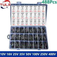 ตัวเก็บประจุแบบอิเล็กโทรไลติกผสมอลูมิเนียม10V-450V กล่องเก็บของพร้อมกับ24 Values16v 25V 35V 50V 250V 400V 10Uf 33Uf 3.3Uf 22Uf 470Uf-1Uf