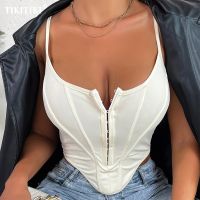 【LZ】◈  Sexy Slim Bustier Top feminino verão Push Up Crop Tops Camis sem costas Y2K colete de festa clubwear Streetwear feminino