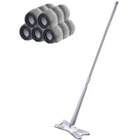 ✼№卐 1Set X-Type Squeeze Mop 360 Degree Flat Floor Mop Replace Hand-Free Wash Reusable Microfiber Pads