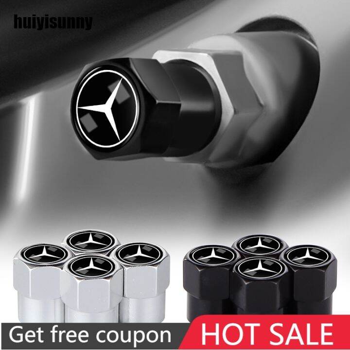 HYS 4pcs/set Alloy Car Tire Air Cap Black/Silver Hexagon Wheel Valve