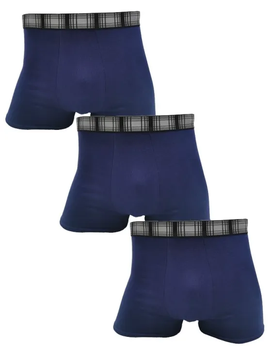 Brute Men's Refined Cotton Lycra Boxer Briefs Tagless Navy (set of 3