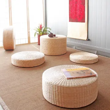 40CM Round Pouf Tatami Cushion Floor Mat Natural Straw Meditation Yoga Seat  Mat