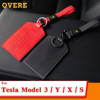 พวงกุญแจ Sampul Kartu เคสหนังแท้กระเป๋าสตางค์ Tesla Model 3 Y S X 2021 2022 2023ที่ใส่อุปกรณ์ป้องกันใหม่พร้อมสายคล้องมือ