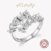 Ailmay แฟชั่น925เงินสเตอร์ลิงพราว Geometric Clear Zircon ปรับแหวนผู้หญิงคลาสสิกเครื่องประดับงานแต่งงาน