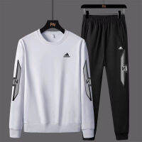 Adidase∮ ชุดกีฬาสำหรับผู้ชายสันทนาการ2ชิ้นชุดสูทสำหรับผู้ชายเสื้อยืดขนาดบวก + กางเกง