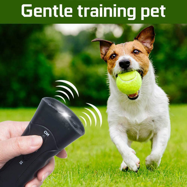 อุปกรณ์ฝึกสุนัขหัวคู่อัลตร้าโซนิกป้องกันการเห่าอุปกรณ์ฝึกสุนัขไฟ-led-เครื่องไล่สุนัขอุปกรณ์ฝึกสุนัขแบบพกพา