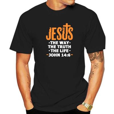 Jesus The Way Truth Life John 14 6 Christian Bible Verse Camisas Hombre Top T-Shirts Tees New Coming Cotton Printing Cosie Adult