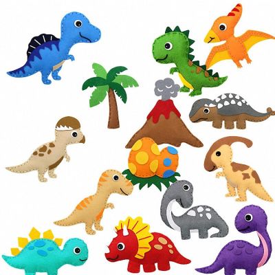 23New Animals Dinosaur Craft Kit Forest Creatures DIY Sewing Felt Plush Animals For Kids Beginners Educational Sewing Set Kids Art Toy