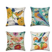 1pcs/4pcs Hand-painted Lovely Bird Flower Pattern Cushion Cover Throw Pillow Cover Nordic Room Decoration for Home Car Sofa Couch