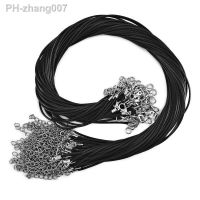 50pcs 45mm Braided Adjustable Black Leather Rope Wax Cord DIY Handmade Necklace Pendant Lobster Clasp String Cord Jewelry Chains