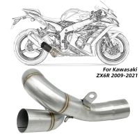 REALZION 51mm Motorcycle Exhaust Muffler Middle Link Pipe Slip-on Escape For Kawasaki ZX6R ZX636 ZX 6R 636 2009 - 2021 2020 2018