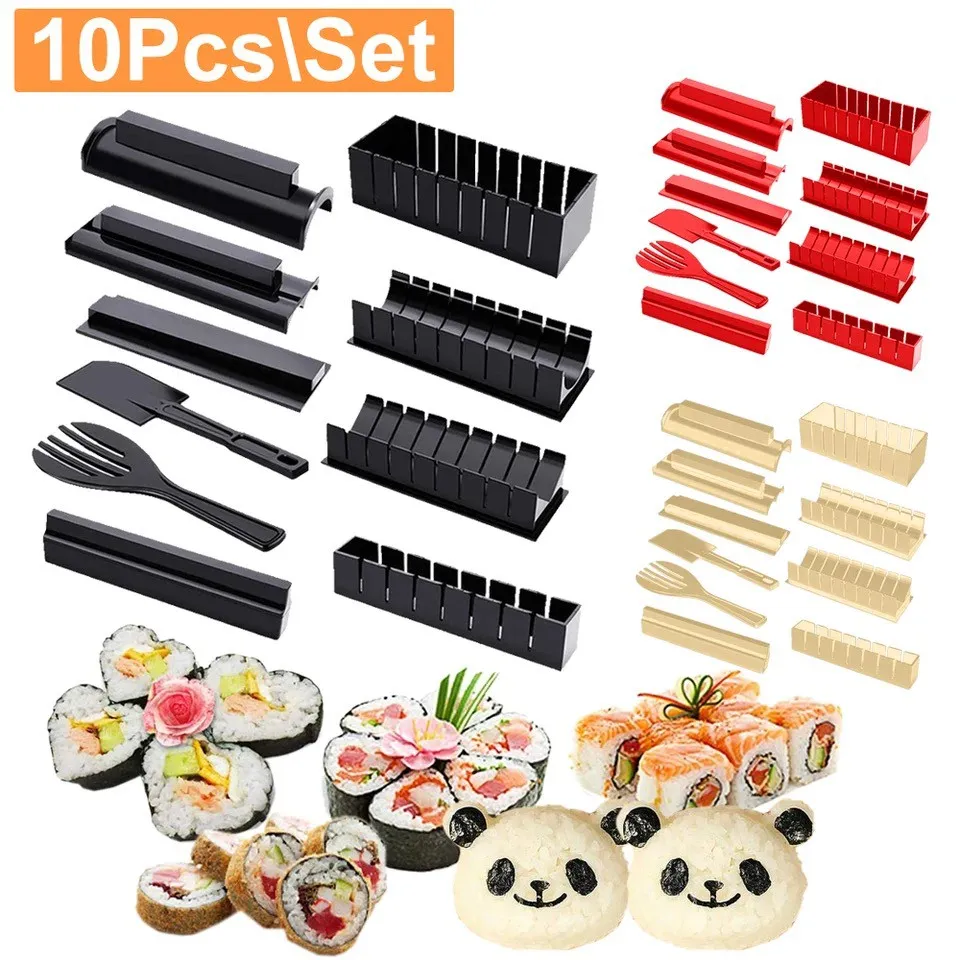 10PCS/Set Sushi Making Kit Heart Round Animal Shaped Sushi Mold