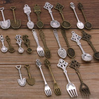 20pcs Vintage Metal 2 Color Mixed Size Spoon Fork Charms Retro Kitchen Supplies Pendant For Jewelry Making Diy Handmade DIY accessories and others