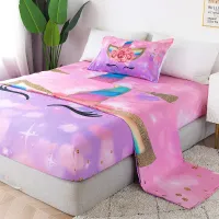 Pink Unicorn Sheets Set For Girls Bed Fitted Sheets Pillowcase Comfortable Microfiber Bedding Sheets Set Twin Full Queen Size