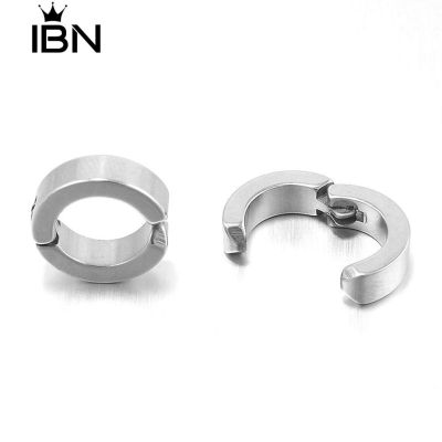 Ibn 1 คู่ชายสแตนเลสสตีลไม่เจาะคลิปบนต่างหู Cuff Hoop