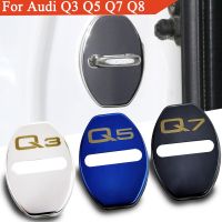 FLYJ 4PCS Car Door Lock Buckle Cover Car Accessories Interior Door Lock Cover Protector Buckle For Audi Q3 Q5 Q7 Q8 Car Sticker