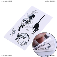 mishun318862 กันน้ำชั่วคราวสติกเกอร์รอยสักสีดำ Cat Water Transfer Flash tatoo ปลอม