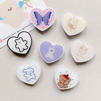 Cute INS Bear Pattern Mobile Phone cket Heart Shaped Universal Dancing Smile Bear Folding Phone Holder Lazy Ring