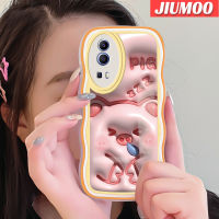 เคส JIUMOO สำหรับ VIVO Y72 5G Y52 5G Y75s 5G เคส3D ลายการ์ตูนหมูน่ารักแฟชั่นครีมลายคลื่นเคสโทรศัพท์แบบใสกันกระแทกหลากสีซิลิโคนกรอบเคสนิ่มโปร่งใสป้องกันเลนส์กล้อง