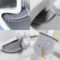 Wall Mounted Toilet Brush Silicone Flat Brush Head Toilet Brush Cleaner Brush Set Toilet Cleaning Brush Bathroom