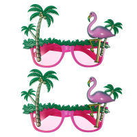 Eshopdeal【Hot Sale】 2pcs Flamingo แว่นตาฮาวายแว่นกันแดดปาร์ตี้ฤดูร้อนของฮาวายตกแต่ง Luau Party Flamingo Glasses