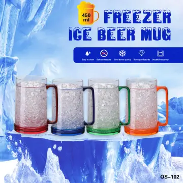 Freezer Beer Mug Insulated with Handle Frosty Chilled Drinks No Ice Cubes  Needed Plastic Pint Freezer Cup - AliExpress