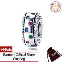 BAMOER ขายดี100% 925เงินสเตอร์ลิงสีรุ้ง CZ สร้อยข้อมือจี้ลูกปัดสวยสร้อยข้อมือเครื่องประดับ SCC1005ธันวาคมคริสมาสต์