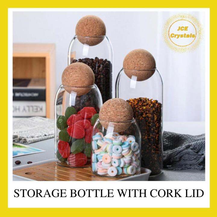 【ON HAND】Clear Glass Storage Bottle with Cork Stopper / Bean Sugar Tea