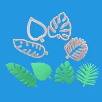 5-2 PCS Plastic Cookie Cutter Tropical Leaves Geometric Font Mold Cake Mold Biscuit Carving Cake Decoration Tool Baking Tool