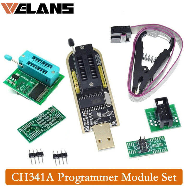 CH341A 24 25ชุดแฟลช EEPROM ไบออส USB โปรแกรมเมอร์โมดูล + ที่หนีบทดสอบ ...