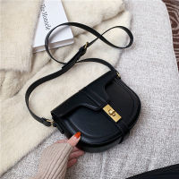 Burminsa Vintage Semicircle Saddle Small Shoulder Crossbody Bags For Women Brand Designer Turn Lock Flap Purses And Handbags