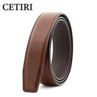 CETIRI Ikat Pinggang Kulit Pria 3.5Cm Sabuk Harajuku Otomatis Tanpa Gesper Sabuk Pinggang Tali Tubuh Pria Hitam Coklat Cinturones Para Hombre