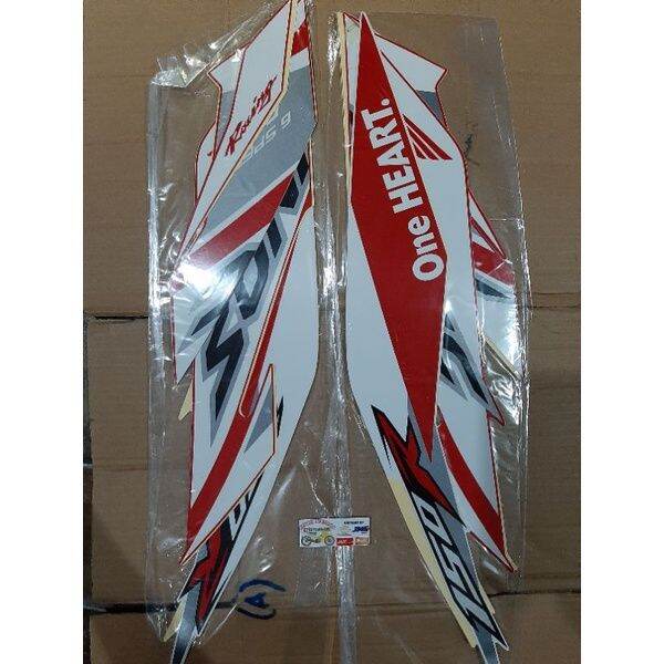 STIKER STRIPING LES BODY MOTOR HONDA SONIC MERAH LIS PUTIH ORIGINAL ...