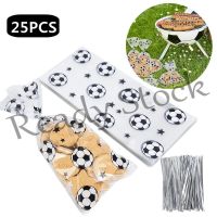 【hot sale】 ๑ B41 25Pcs High Quality Soccer Party Candy Bags Football Sport Theme Birthday Cookie Gifts Transparent Plastic Bag for Kids Party Supplies