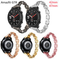 เหมาะสำหรับ amazfit GTR VO สายนาฬิกาโซ่เพชรสายนาฬิกาสแตนเลสสตีล 42mm 47mm สายนาฬิกา