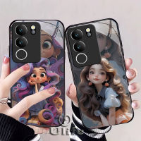 เคสโทรศัพท์สำหรับ VIVO V29 5G เคส VIVO V27 V27E V27 Pro V25 V25E V23การ์ตูนน่ารักน่ารักใหม่เคสฝาครอบภาพวาดเจ้าหญิงรันเวย์ปกป้องเลนส์กล้องกันกระแทกกระจกเทมเปอร์กันฝุ่นเปลือกแข็งกันรอยขีดข่วน