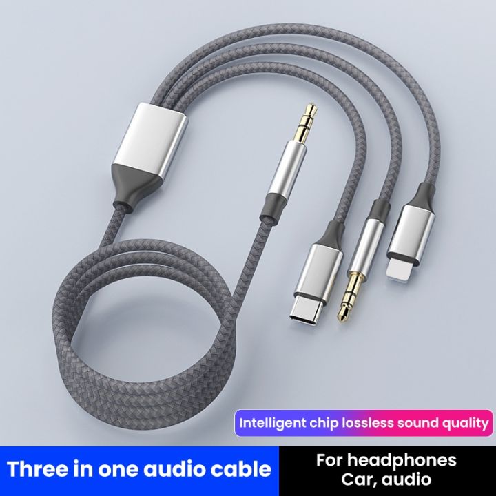 แจ็ค3-in-1-type-c-3-5มม-aux-สายสำหรับ-iphone-ipad-ลำโพงรถยนต์อะแดปเตอร์เสียบหูฟังสำหรับ-huawei-samsung-xiaomi-1-2เมตร