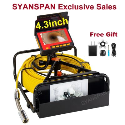 HD 4.3 Inch TFT LCD Monitor Sewer Camera 100ft SYANSPAN Waterproof IP68 Duct Pipe Inspection Camera with 8500MAH Lithium Battery