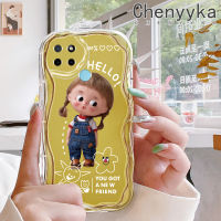 เคส Chenyyyka สำหรับ Realme C21Y เคส C25Y การ์ตูนน่ารักผู้หญิงสวยเนื้อครีมขอบคลื่นเคสมือถือกันกระแทกแบบใสนิ่มเคสโปร่งใสลายกล้องถ่ายรูปสีอ่อนโยนฝาครอบป้องกัน