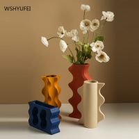 WSHYUFEI Jingdezhen Ceramic Vase Memphis Dried Flower Ornaments Living Room Decorations Flower Container Household Products