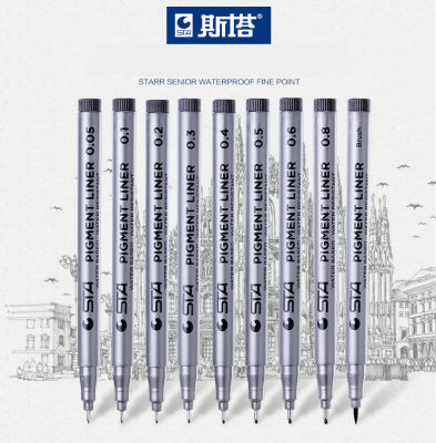 STA 8050 Needle Pen Set Sketch Comics Pen Pigment Liner 0.05/0.1/0.2/0.3/0.4/0.5/0.6/0.8/Brush Water Based Drawing Stationery