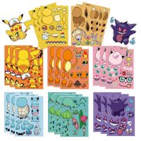 8 Pokémon Cartoon Toy Puzzle Stickers Pokémon Make A Face Childrens Handmade Waterproof Stickers 【OCT】