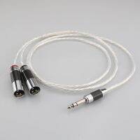 Audiocrast HI-End 6.35mm 1/4" TRS Male to 2XLR Female Microphone Stereo Audio Y Cable Carbon Fiber Rhodium Plated Wire Cord