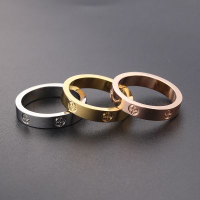 [MM75] 2022ข้ามสแตนเลสเพทายแหวนด้วยหินสำหรับผู้หญิงสาวสำหรับผู้ชายคู่แหวนแหวนแต่งงาน
