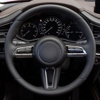 Hand-Stitched Soft Black Genuine Leather Car Steering Wheel Cover For Mazda CX-30 CX30 2019-2020 Mazda 3 Axela 2019-2020