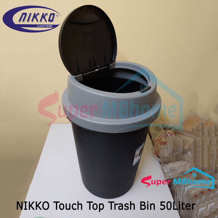 NIKKO 50 LITER Touch Top Trash Bin Black TRASH CAN ,GARBAGE CAN ,WASTE