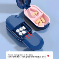 Pill Cutter Box Compact Size Good Sealing Detachable Food Grade Pill Organizer Box With Cutter Tablet Splitter For Patient Medicine  First Aid Storage