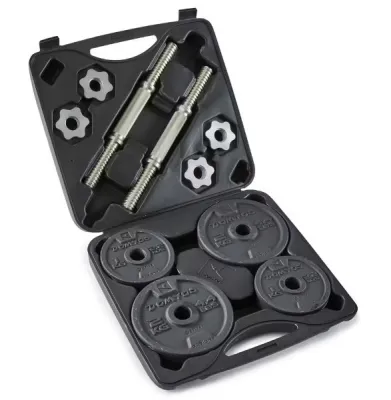Compact and durable cast iron weight training dumbbell set, 20 kg.