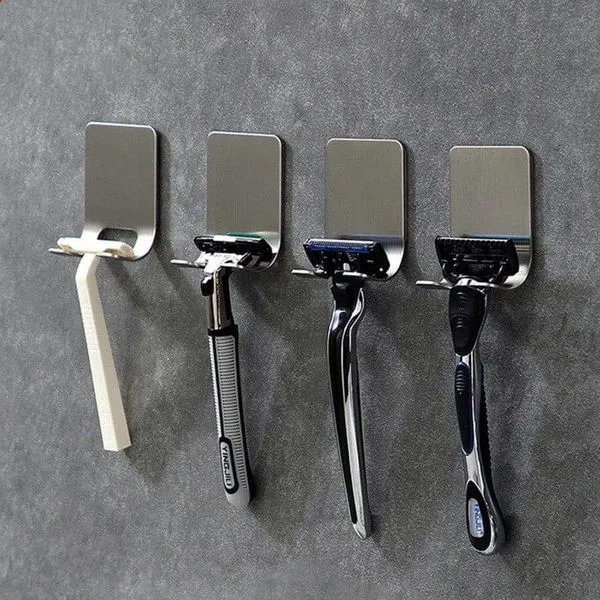 1pc 304 Stainless Steel Shower Shaving Razor Holder With Adhesive